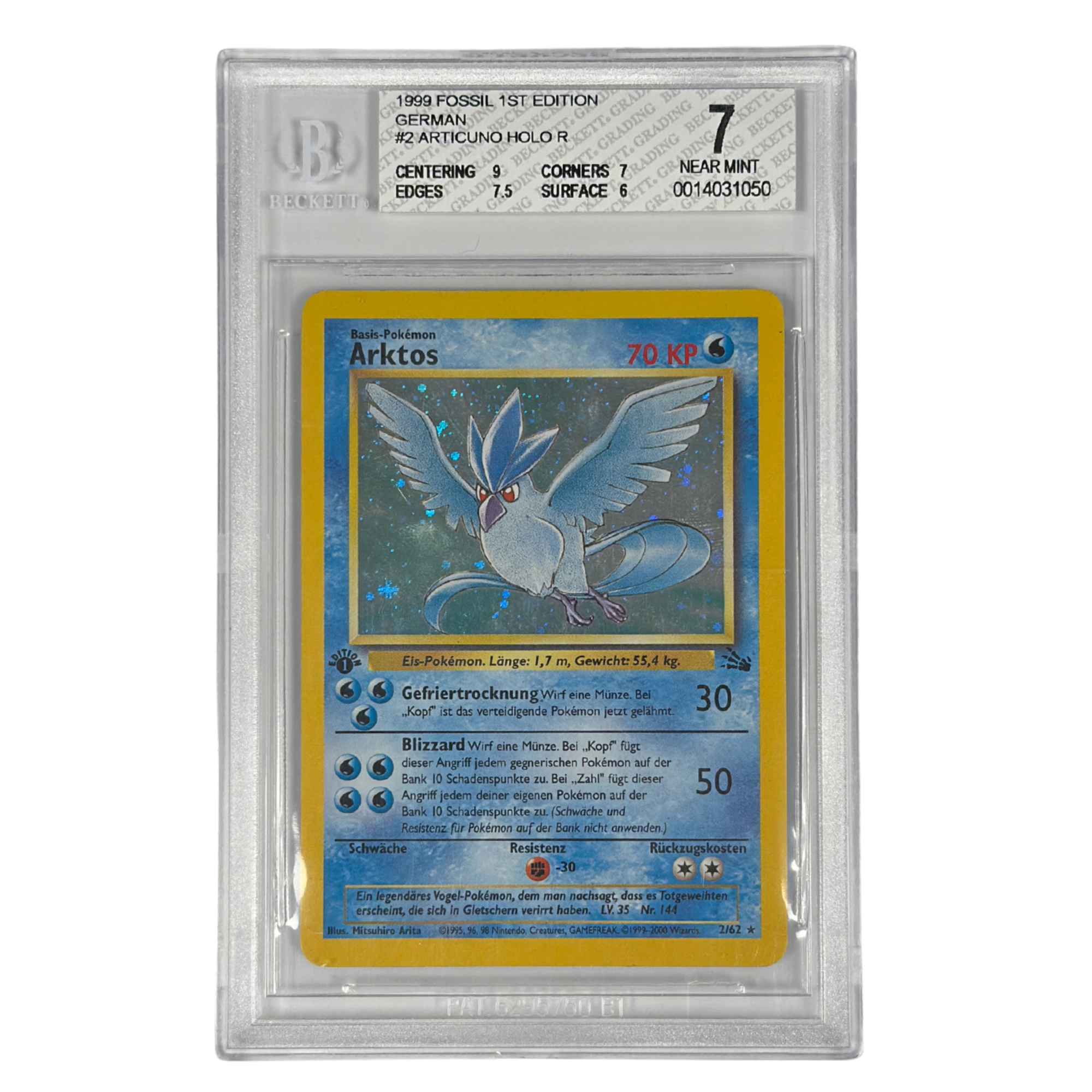 Pokémon - Artikodin Holo #2/62 (Fossil 1st Edition) – BGS 7 Near mint