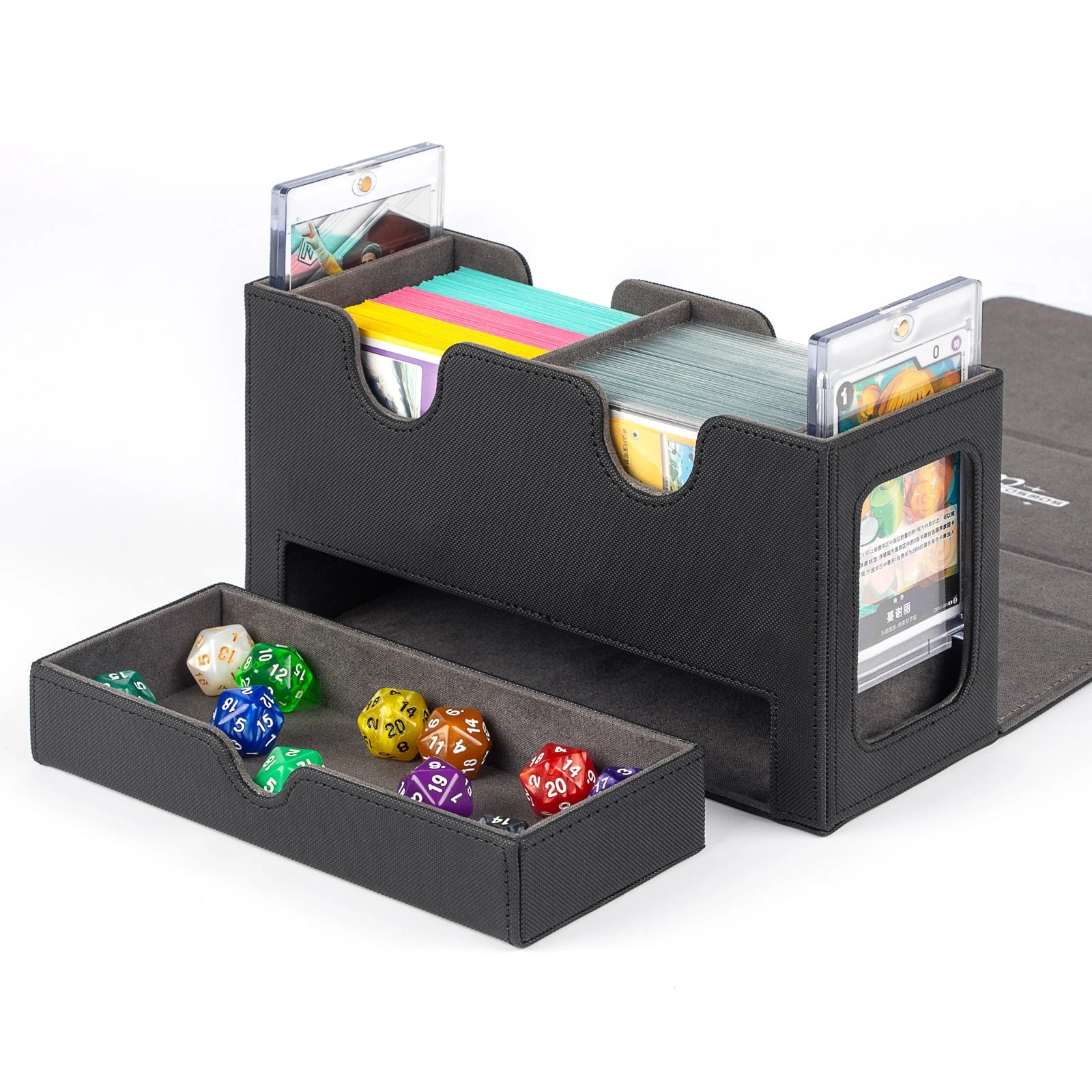 cardcosmos - Boîte de deck premium 200+ avec plateau à dés Noir