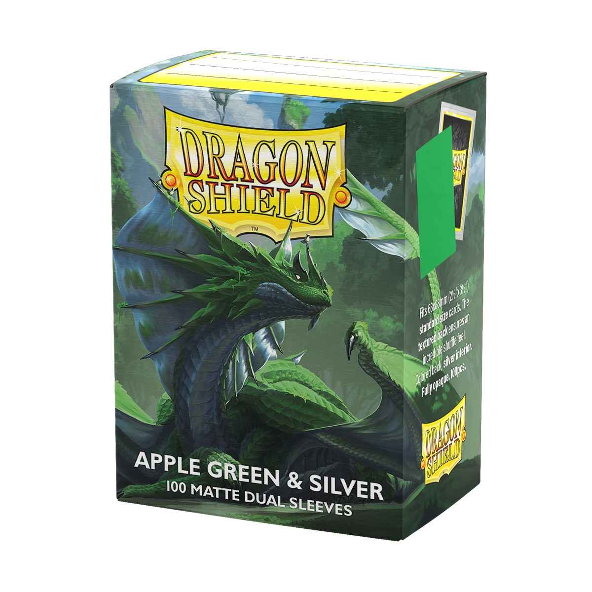 Dragon Shield Sleeves – Double Mat Vert Pomme & Argent (100 unités)