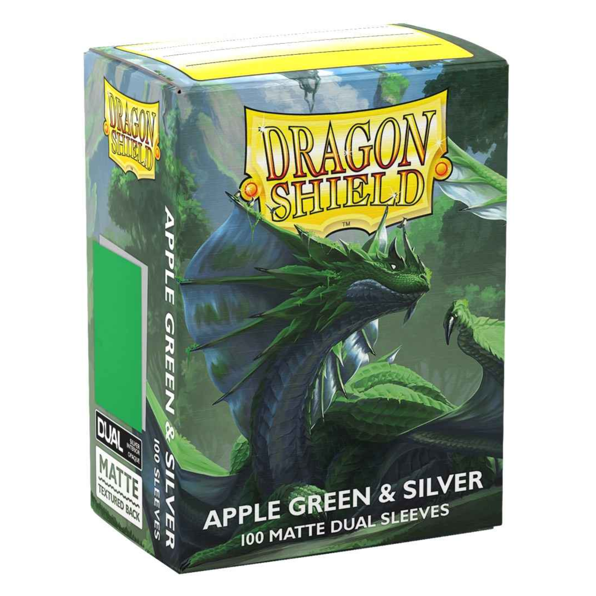 Dragon Shield Sleeves – Double Mat Vert Pomme & Argent (100 unités)