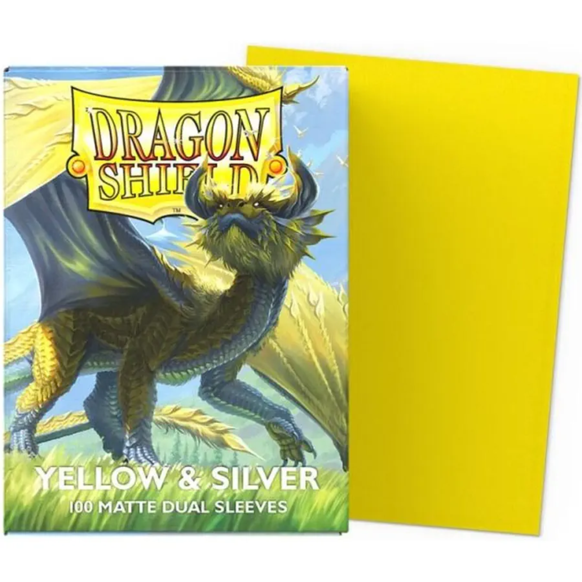 Dragon Shield Protège cartes – Dual Matte Jaune & Argent (100 pièces)