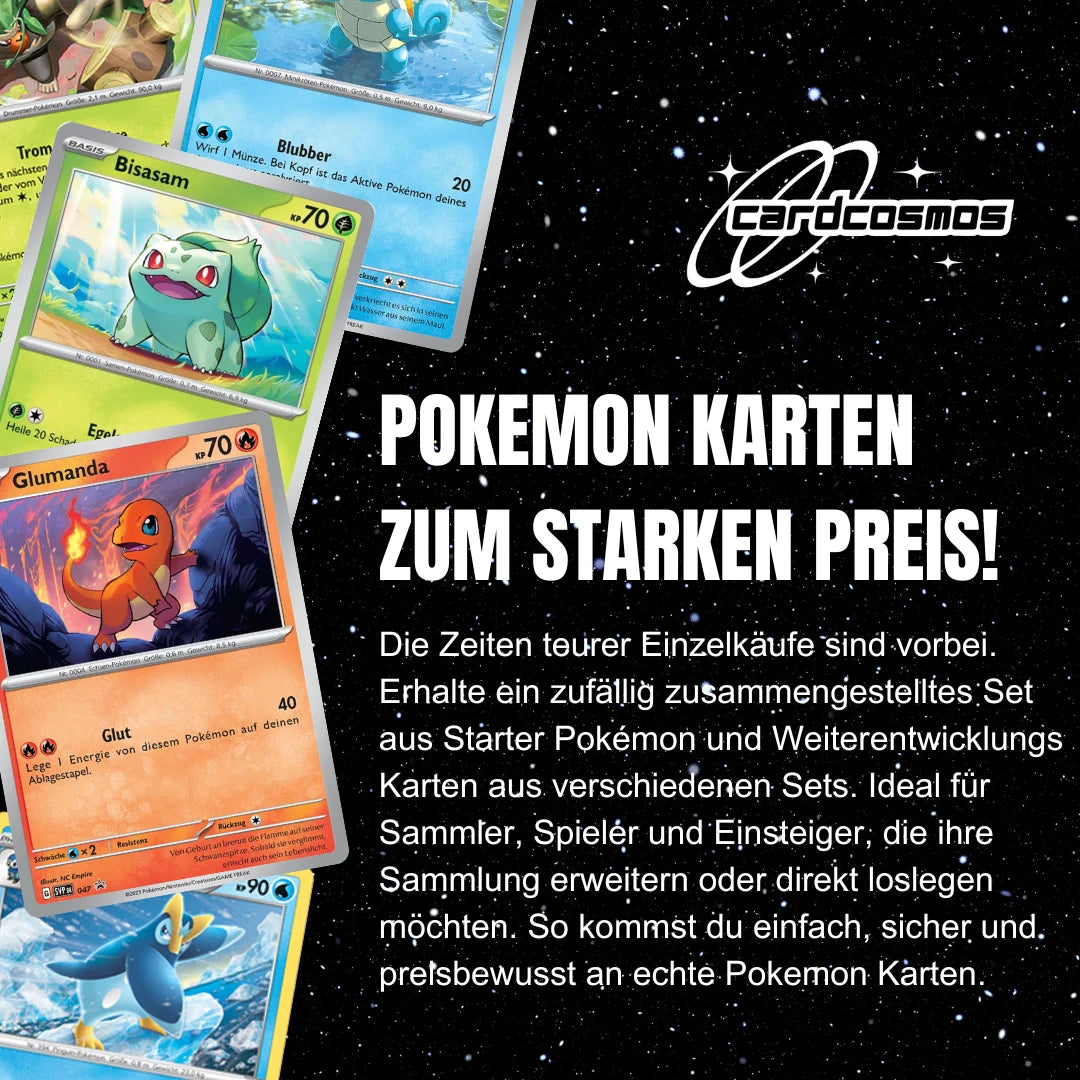 Pokémon Set de cartes Allemand – 20 cartes Pokémon de départ & Mega-Entwicklung – Assemblage aléatoire