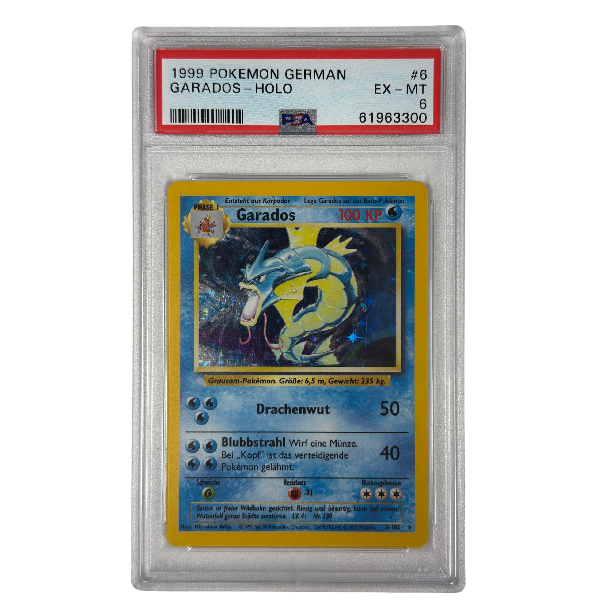 Pokémon - Léviator Holo #6/102 Base Set (1999) Allemand – PSA 6 EX-MT