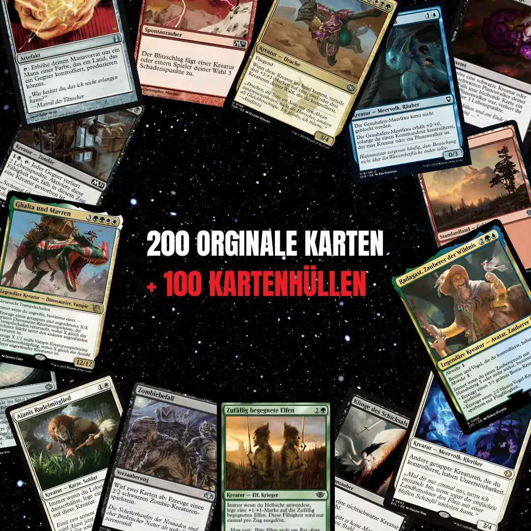 Magic: The Gathering Set de cartes Allemand – 200 cartes incl. 16 Rares & 4 Foils + 100 Protège cartes