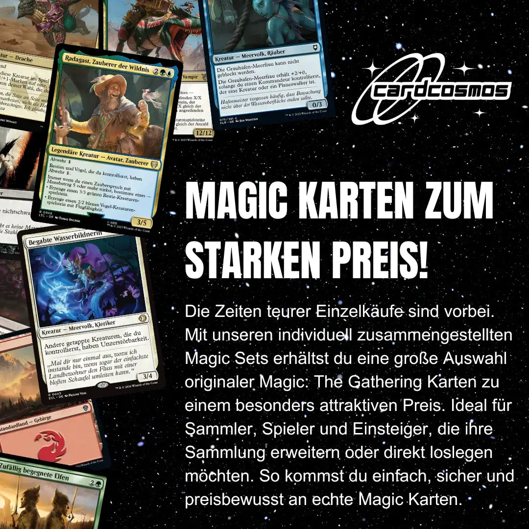 Magic: The Gathering Set de cartes Allemand – 50 cartes incl. 4 Rares & 1 Foil + 100 Protège cartes