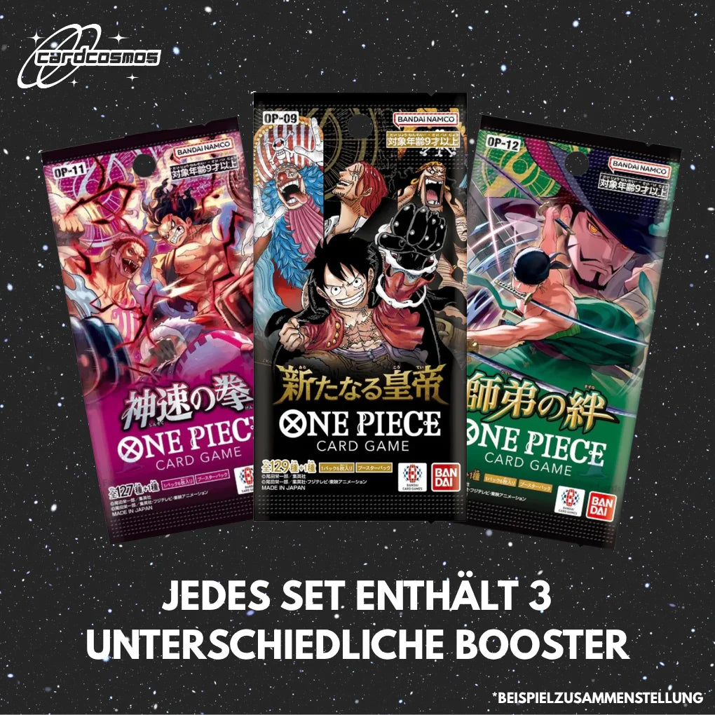 One Piece Card Game Japan Mystery Booster Set – 3 verschiedene zufällige Packs