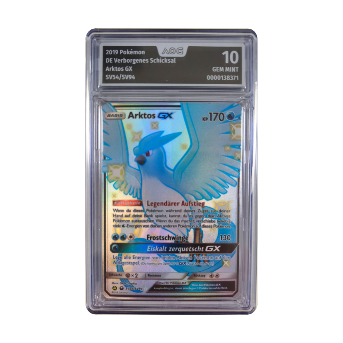 Pokémon - Arktos GX Shiny Full Art SV54/SV94 (Verborgenes Schicksal) – AOG 10 Gem Mint