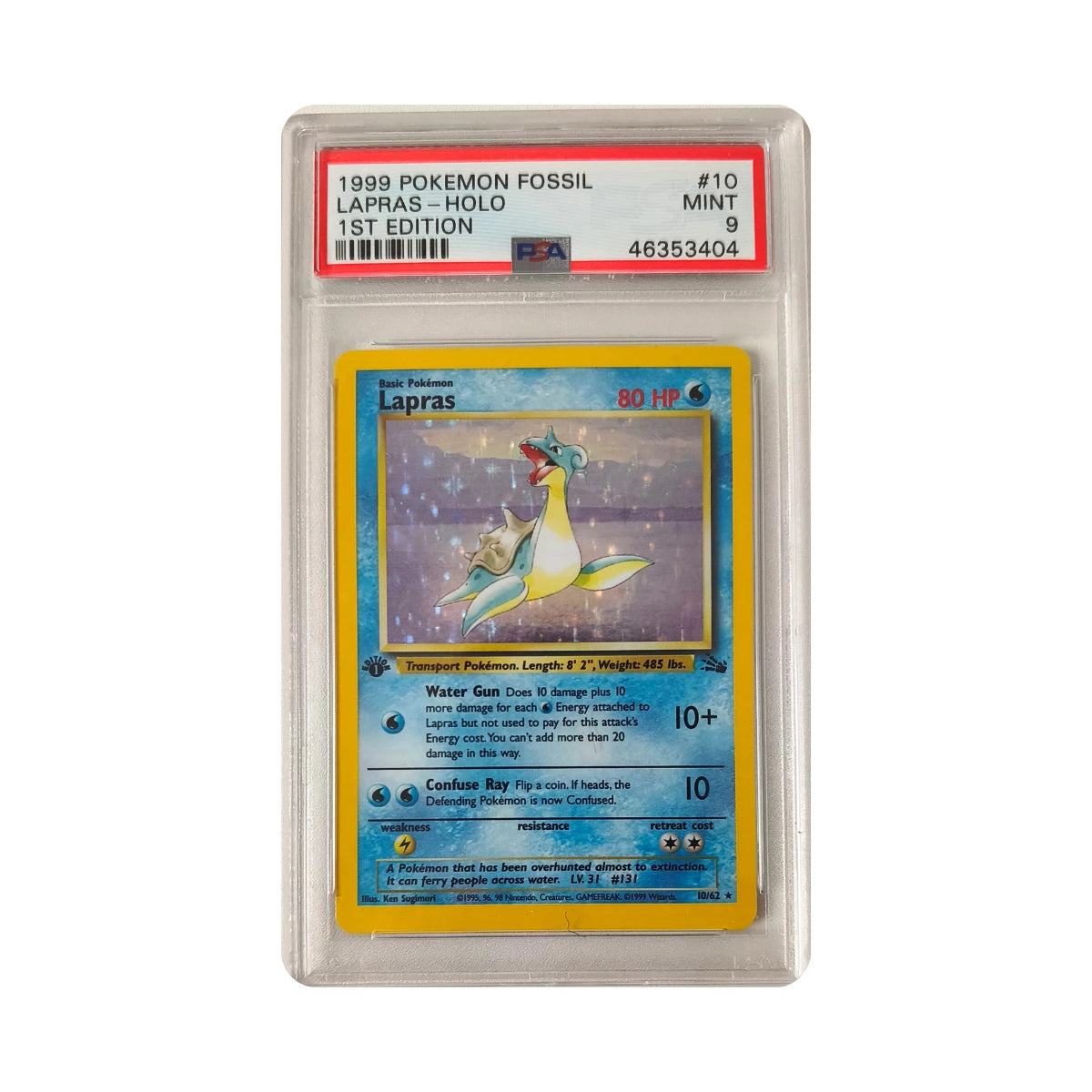 Pokémon - Lapras #10 (Fossil 1st Edition) – PSA 9 Mint