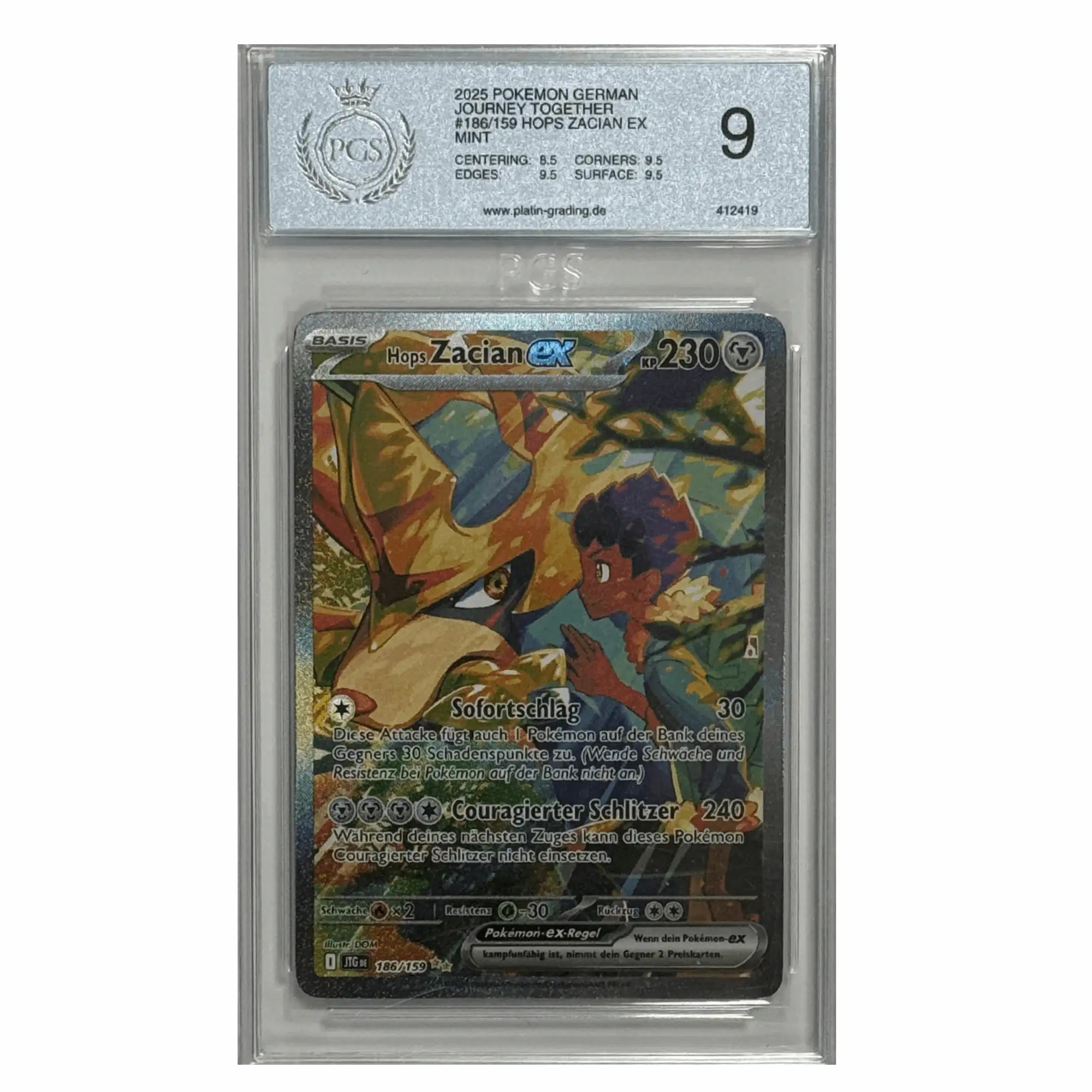 Pokémon - Hop’s Zacian ex #186 (Journey Together) – PGS 9 Mint