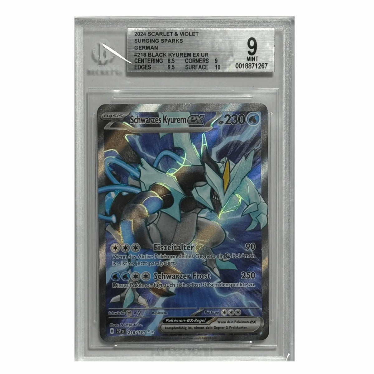 Pokémon - Schwarzes Kyurem ex UR #218 (Surging Sparks) – BGS 9 Mint