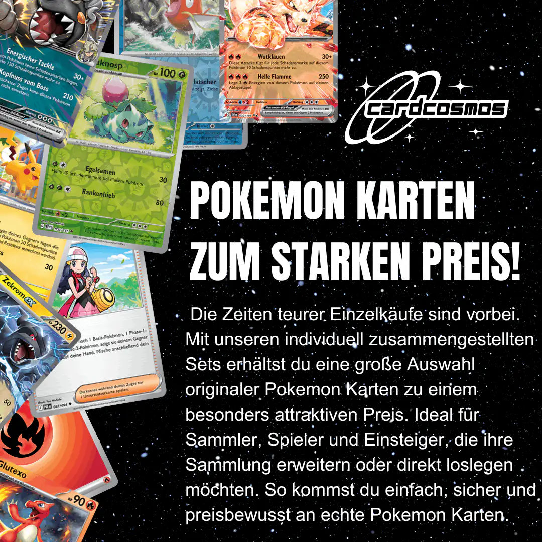 Pokémon Karten Set Englisch – 50 Karten inkl. 6 Holo + 100 Kartenhüllen