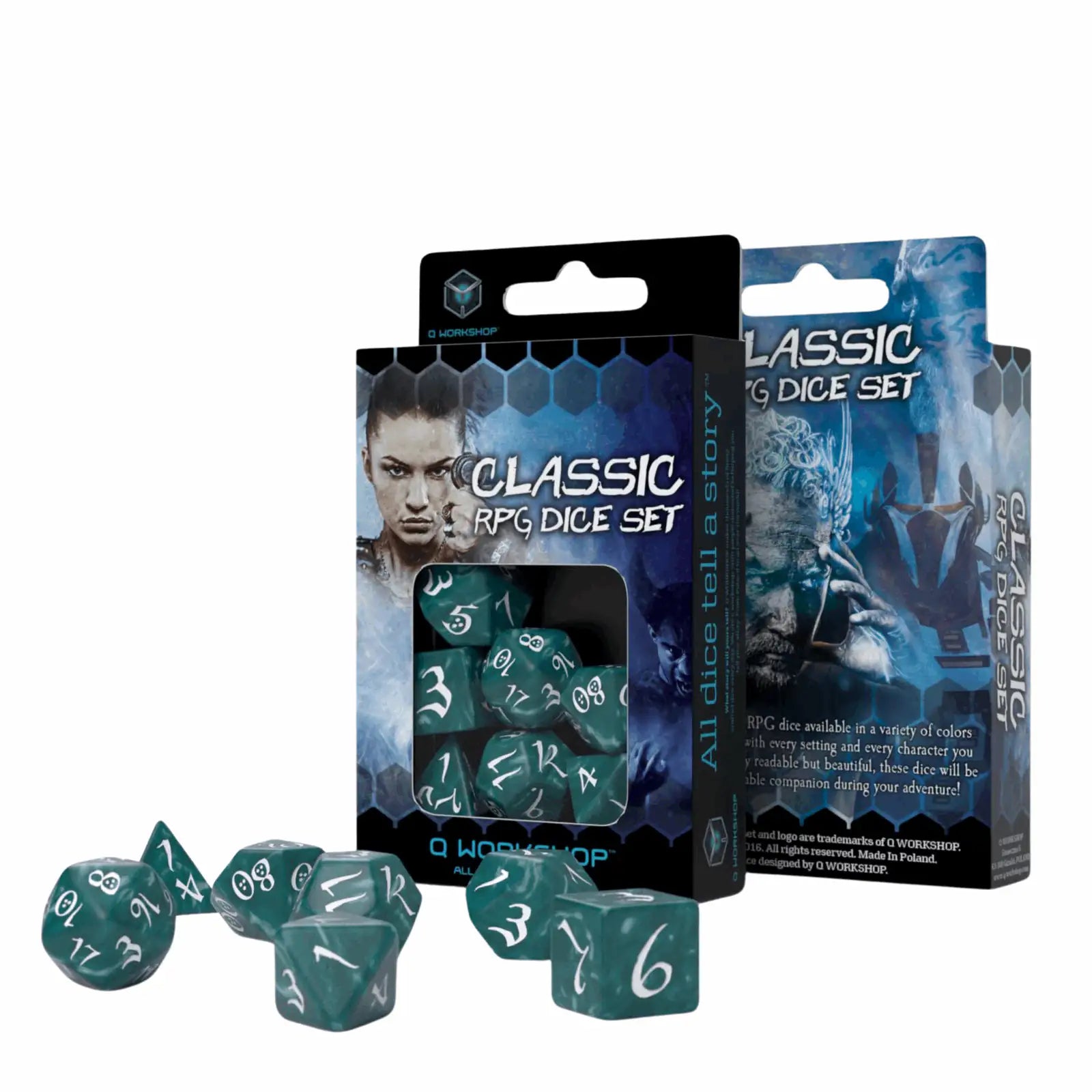 Q Workshop - Classic RPG Stormy & white Dice Set (7)