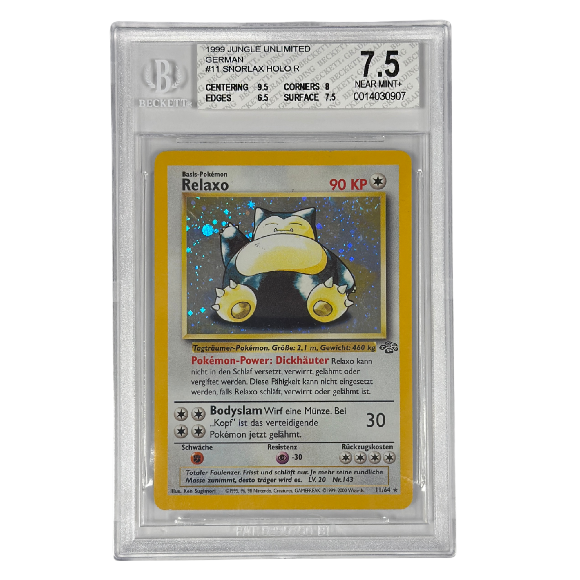 Pokémon - Ronflex Holo #11/64 (Jungle Unlimited) – BGS 7.5 Near Mint+