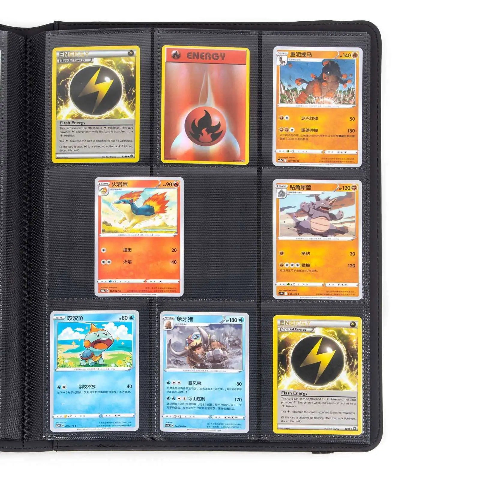 cardcosmos - 9 Pocket Strap Premium Leather Binder - Schwarz