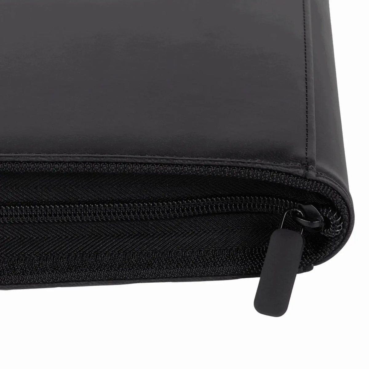 cardcosmos - 9 Pocket Zip Premium Leather Binder - Schwarz/Schwarz